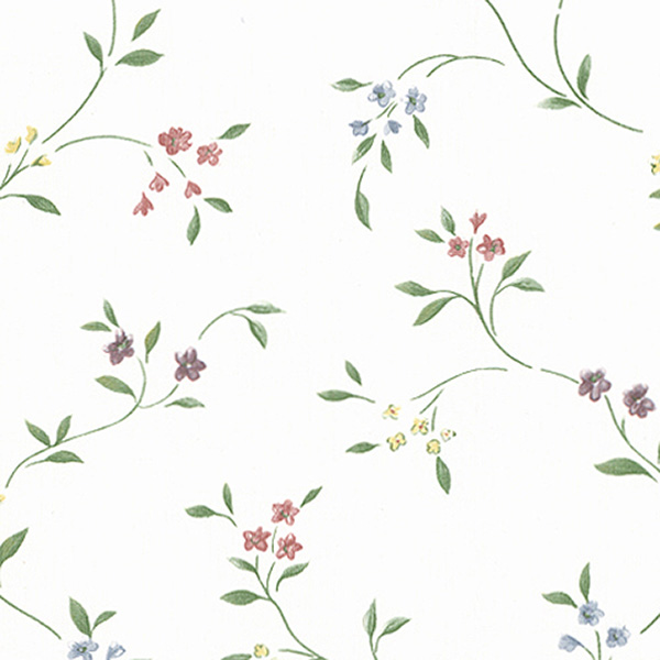 floral trail on white wallpaper wallcovering
