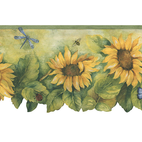 green and yellow sunflower die cut border
