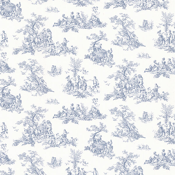 blue toile wallpaper wallcovering