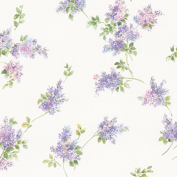 Purple pink floral allover wallpaper