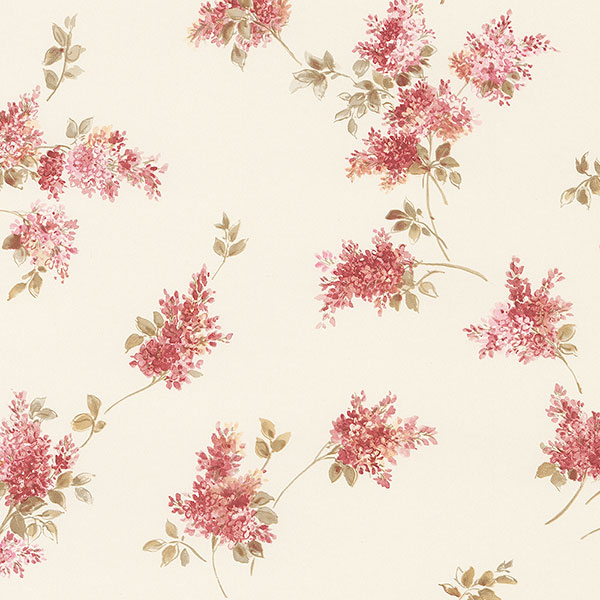 Red beige floral allover wallpaper