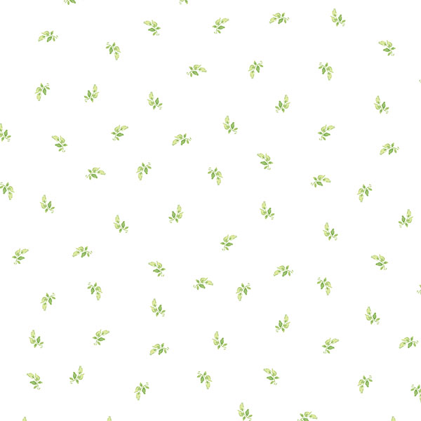 Green mini leaves on white background wallpaper