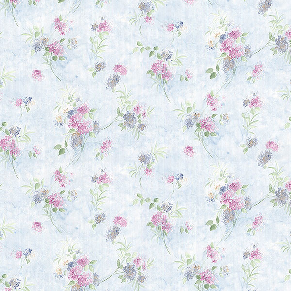 pink and blue mini floral trail wallpaper wallcovering