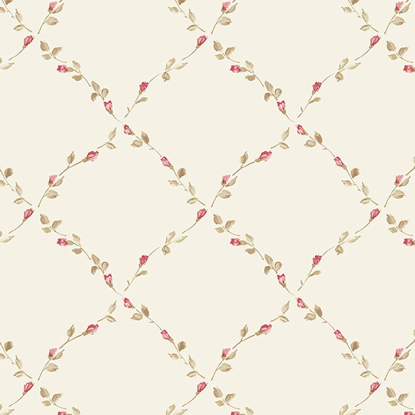 beige red and green floral trellis wallpaper wallcovering