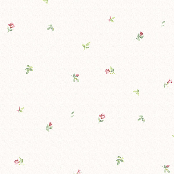 red and green floral on white wallpaper wallcovering