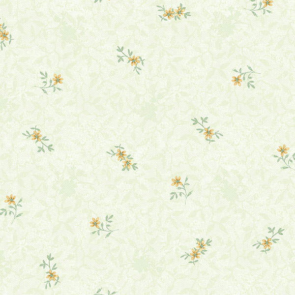 green and yellow floral wallcovering