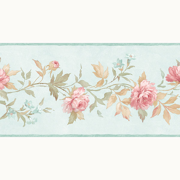 teal, red and green floral border