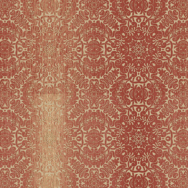 red ochre and metallic gold tribal texture wallcovering