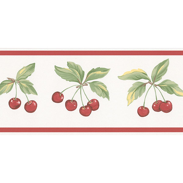 Cherry border on white background
