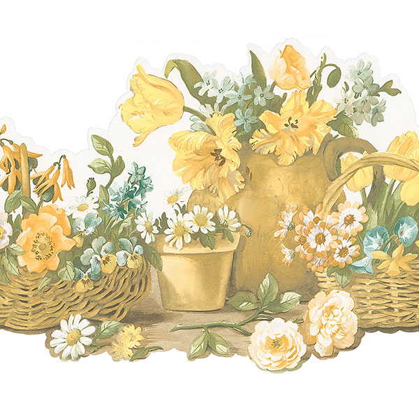 Yellow flower basket die cut border
