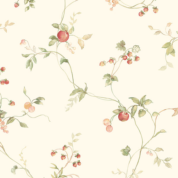 red and beige little fruit trail wallpaper wallcovering