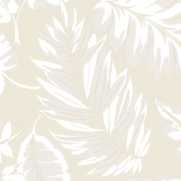 beige palm leaves wallcovering
