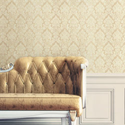 Beautiful vintage sofa next to wall  (retro-style illustration)